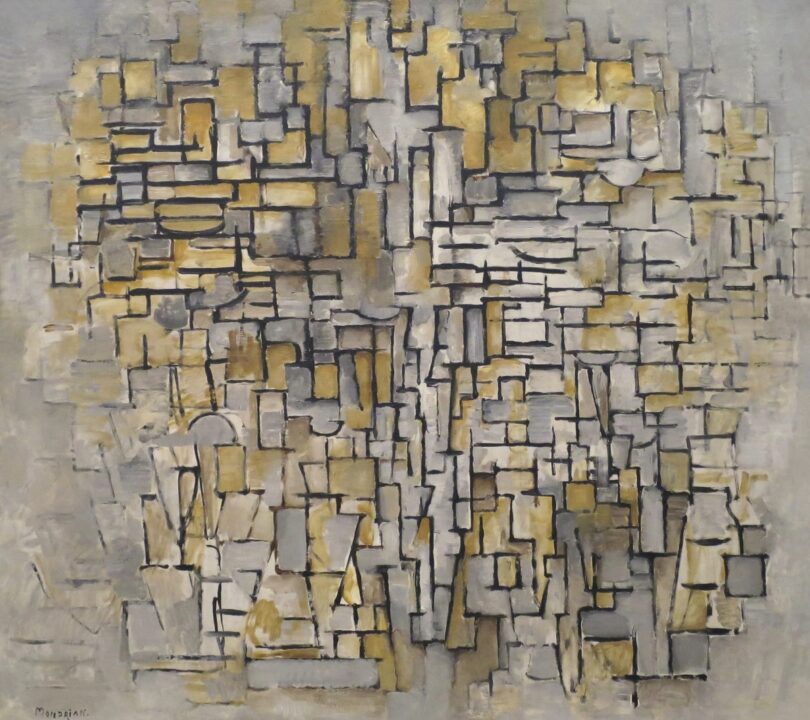 Contemplative poetry 8 Piet Mondrian's Tableau No. 2, Composition No. VII (1913) famous painting.