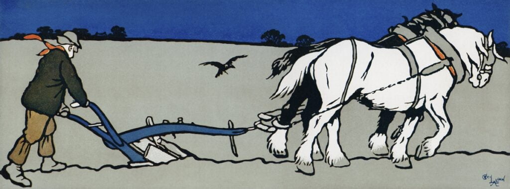 Contemplative poetry 21 The Ploughman by Cecil Aldin (1870-1935).