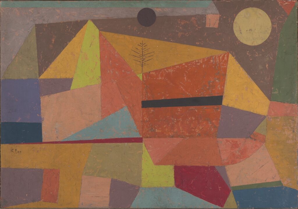 Contemplative poetry 7 Heitere Gebirgslandschaft (Joyful Mountain Landscape) (1929) by Paul Klee.